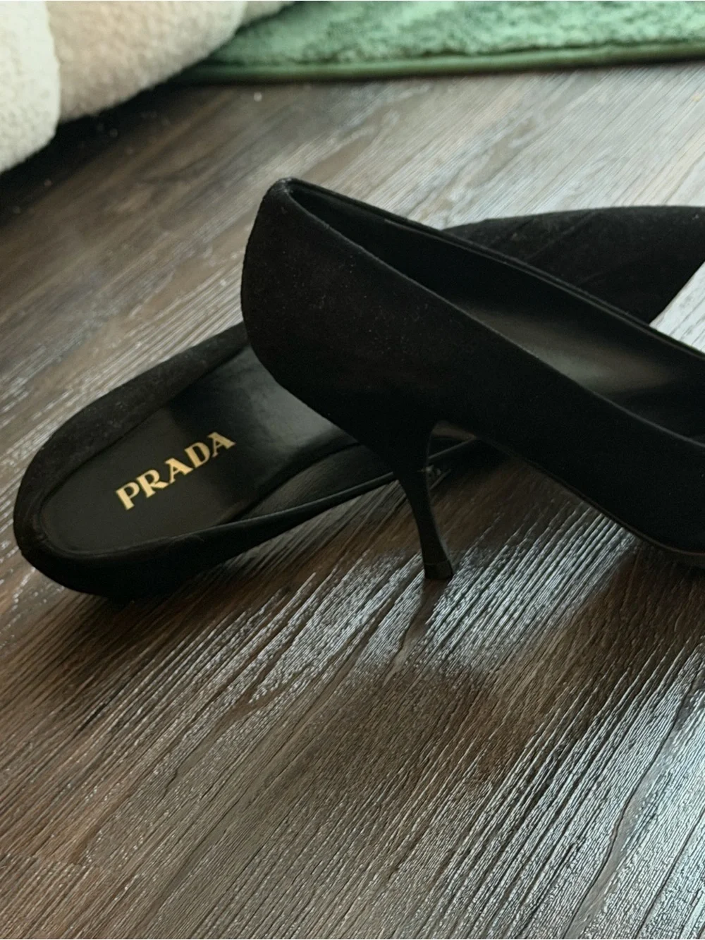 Prada Black Suede Pointed-Toe Stiletto Heels Pumps